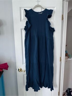 Universal Thread Navy Ruffle Sleeve Maxi Dress